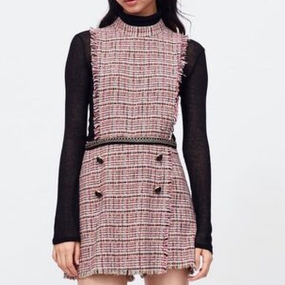 Shein tweed bib overall skort jumpsuit romper